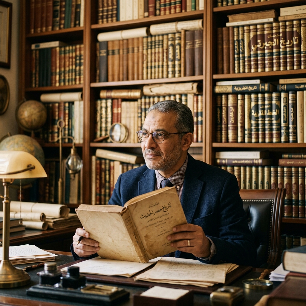 محمد العدوي في مكتبته